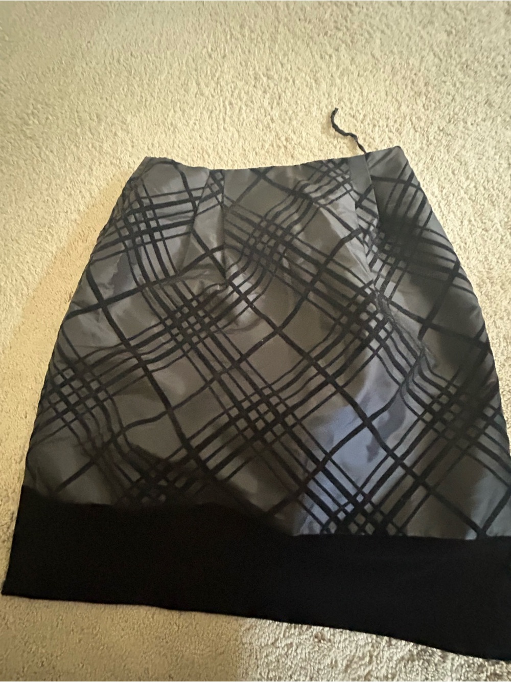 MSK black Plaid Pencil Skirt with Black Hem